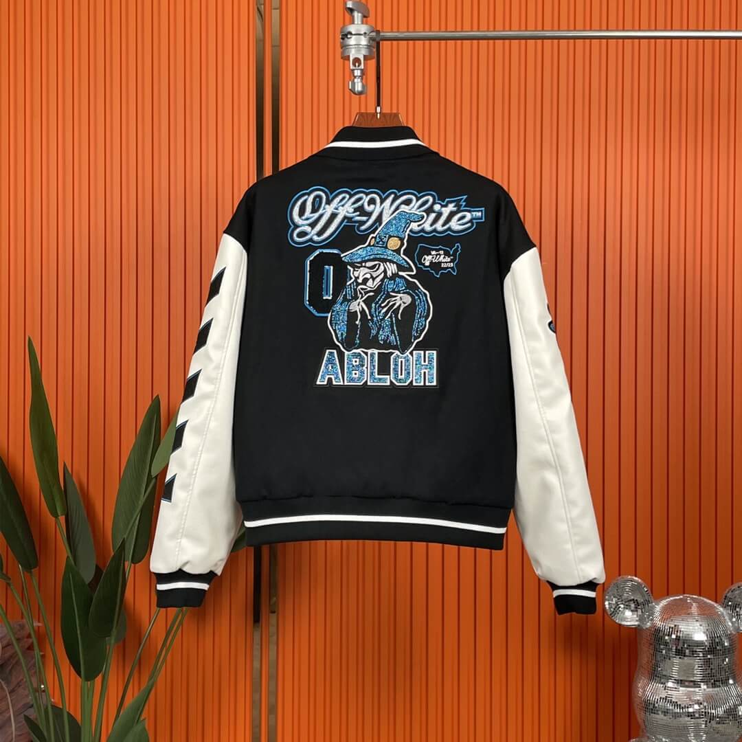 Off-White™ logo-patch Black White Varsity Jacket