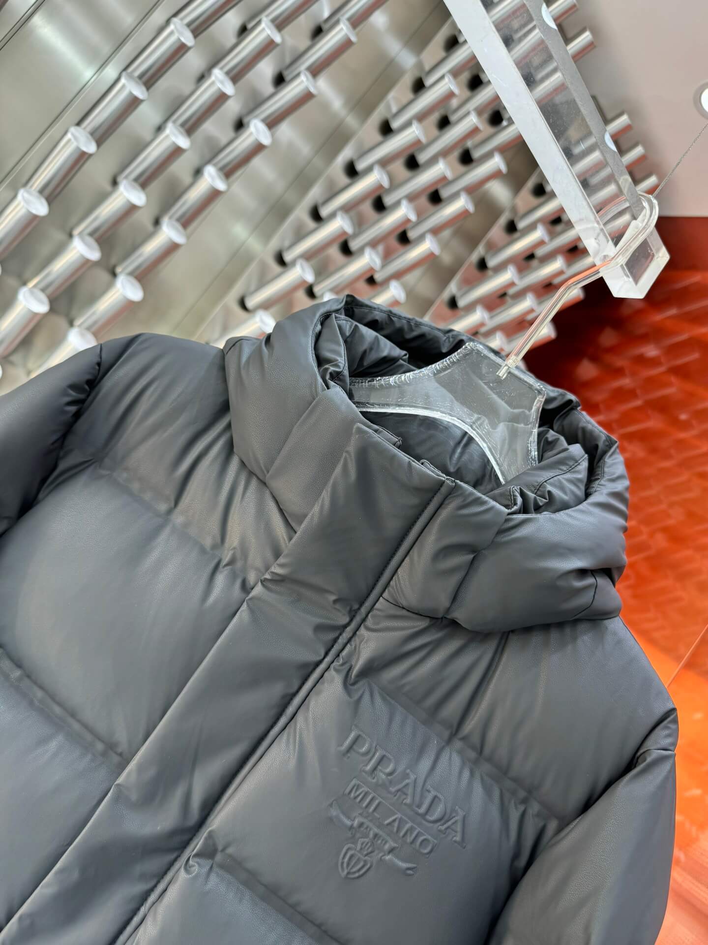 Prada Re-Nylon Black Hooded Down Jacket