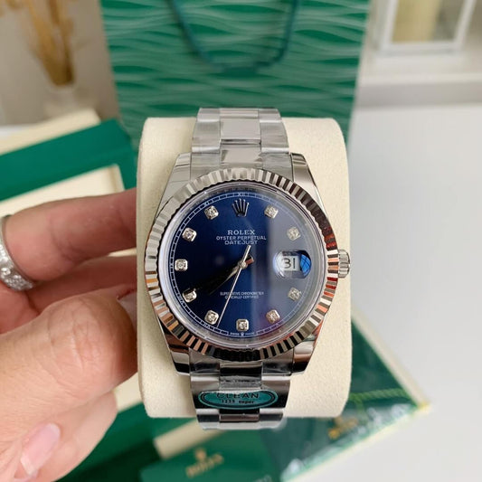 Rolex DateJust 41mm Esfera de diamante azul