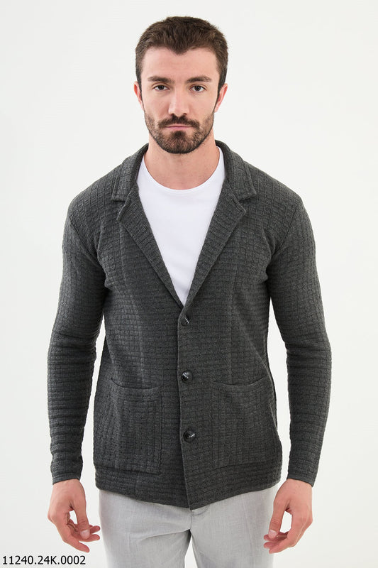 Gray Knit Cardigan for Men.