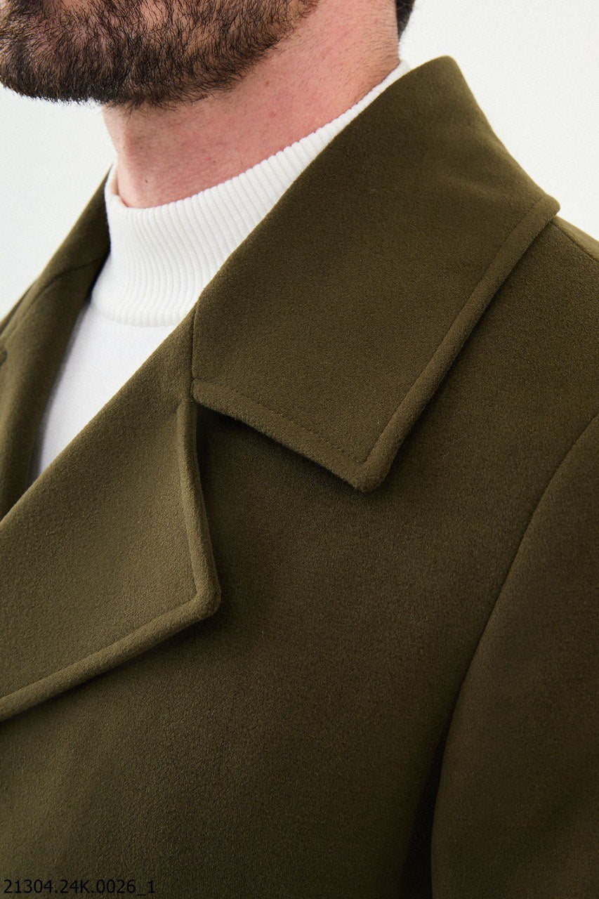 Timeless Khaki-Green Winter Peacoat.