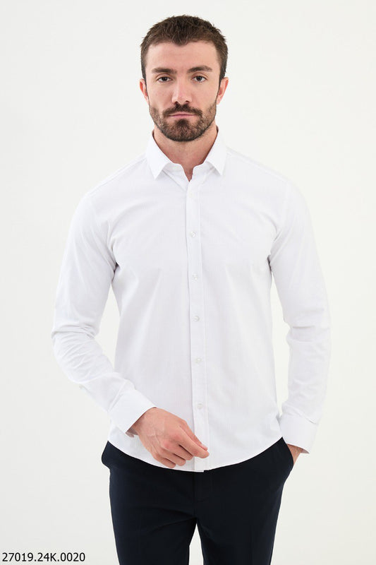 White Slim-Fit Formal Shirt for Men.