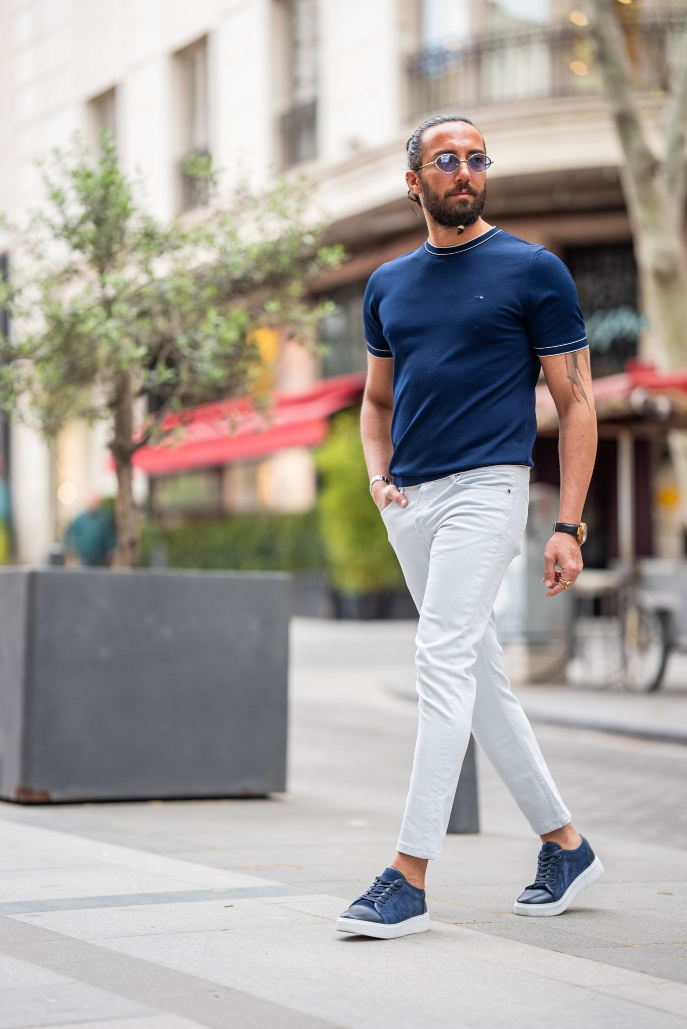 Ice Blue Jeans on display