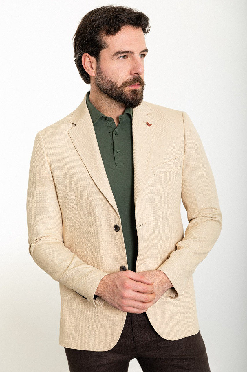 HolloMen Classic Beige Blazer - A timeless and versatile addition to any wardrobe.