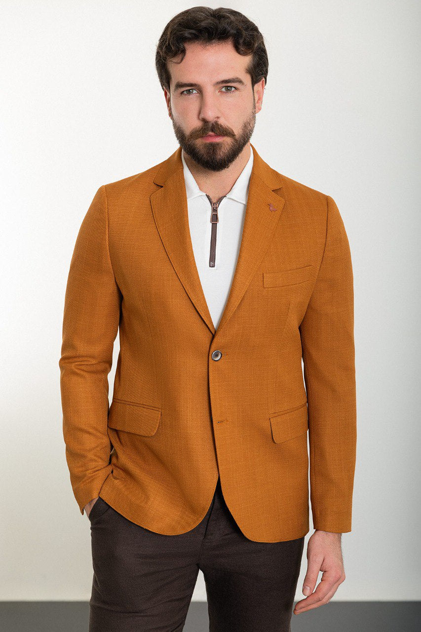 HolloMen Mustard Blazer - A vibrant, bold choice for the modern man's wardrobe.