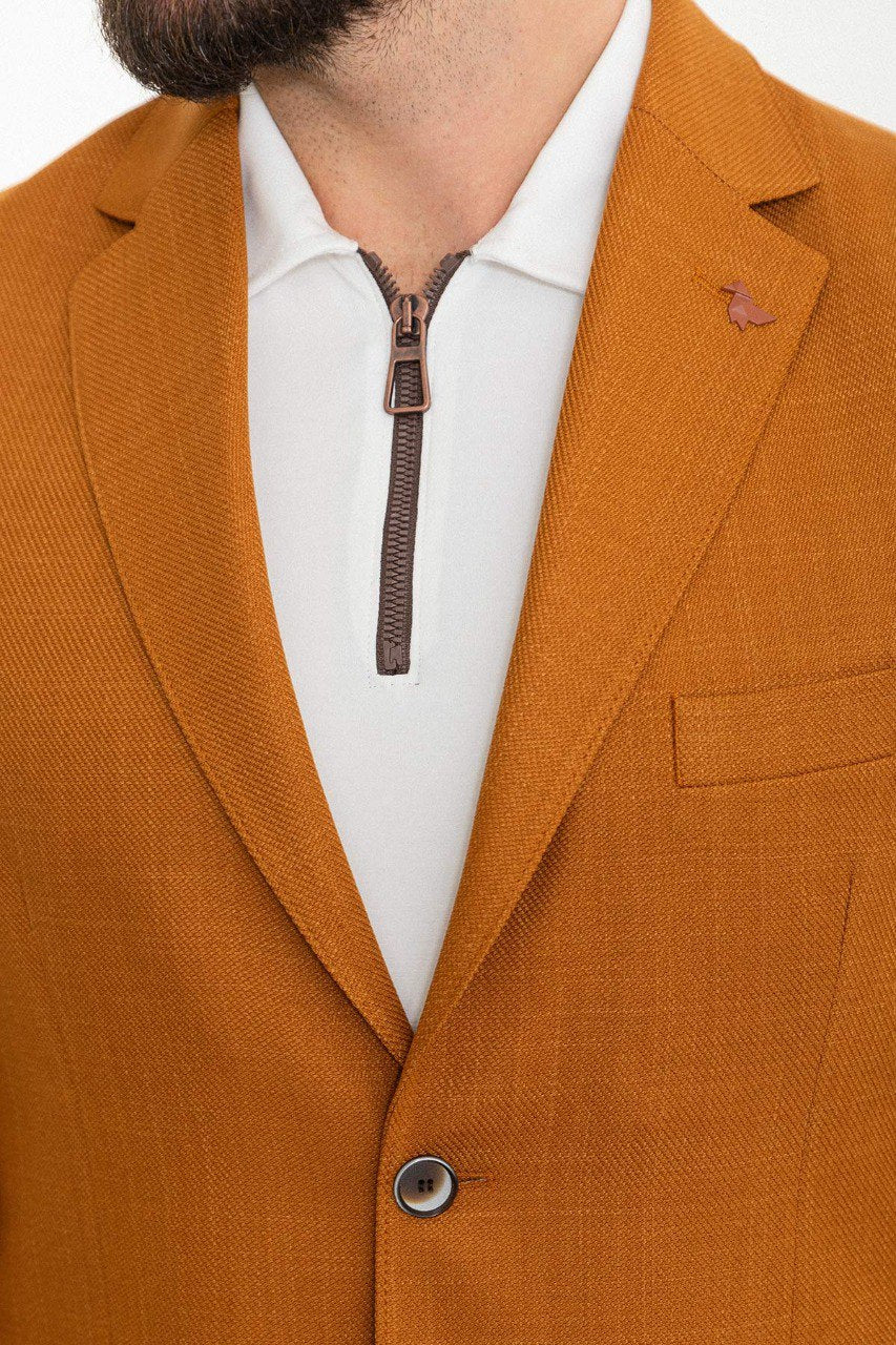 HolloMen Mustard Blazer - A vibrant, bold choice for the modern man's wardrobe.