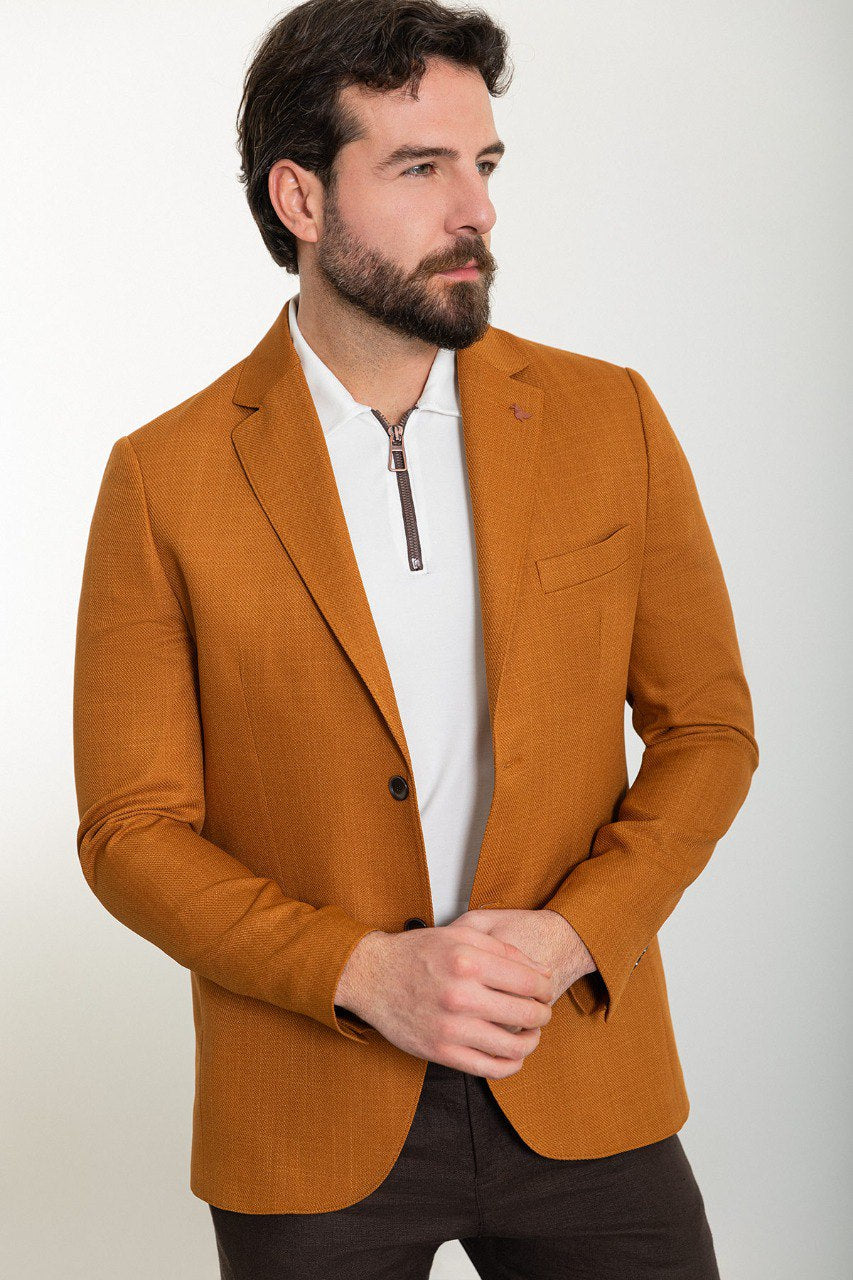 HolloMen Mustard Blazer - A vibrant, bold choice for the modern man's wardrobe.