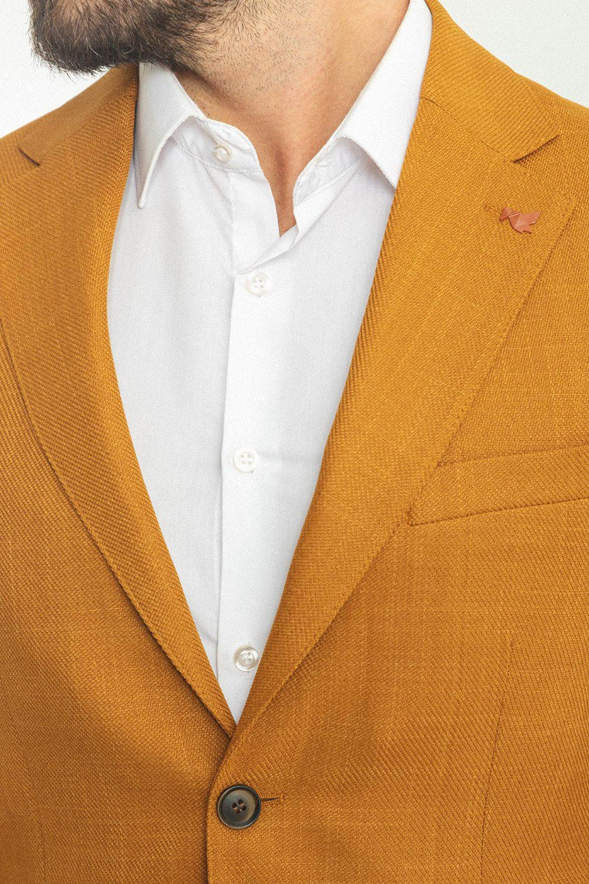 HolloMen Mustard Yellow Blazer - Bold, tailored elegance for the modern man.