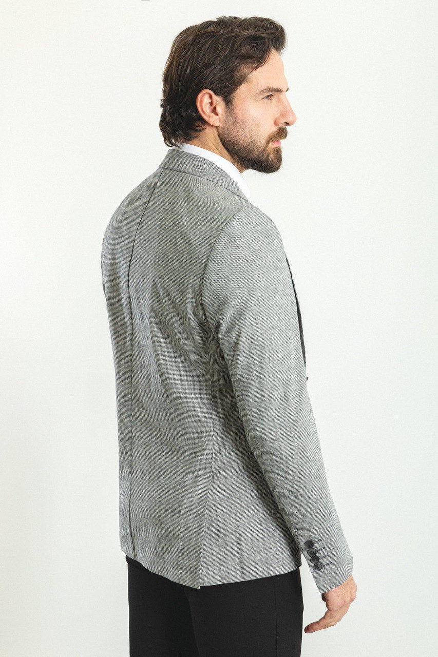 HolloMen gray patterned blazer offering timeless sophistication and modern elegance.