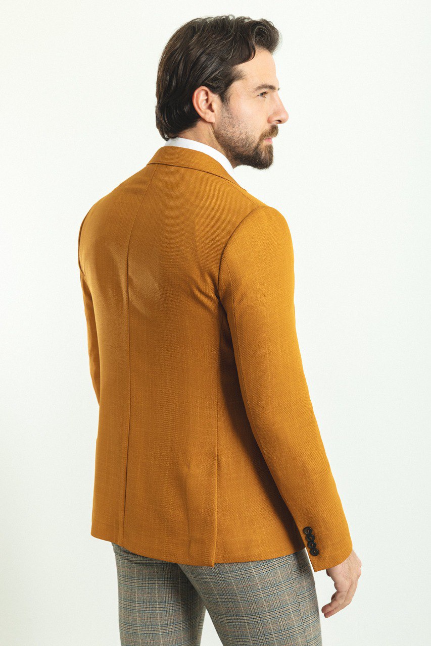 HolloMen Mustard Yellow Blazer - Bold, tailored elegance for the modern man.