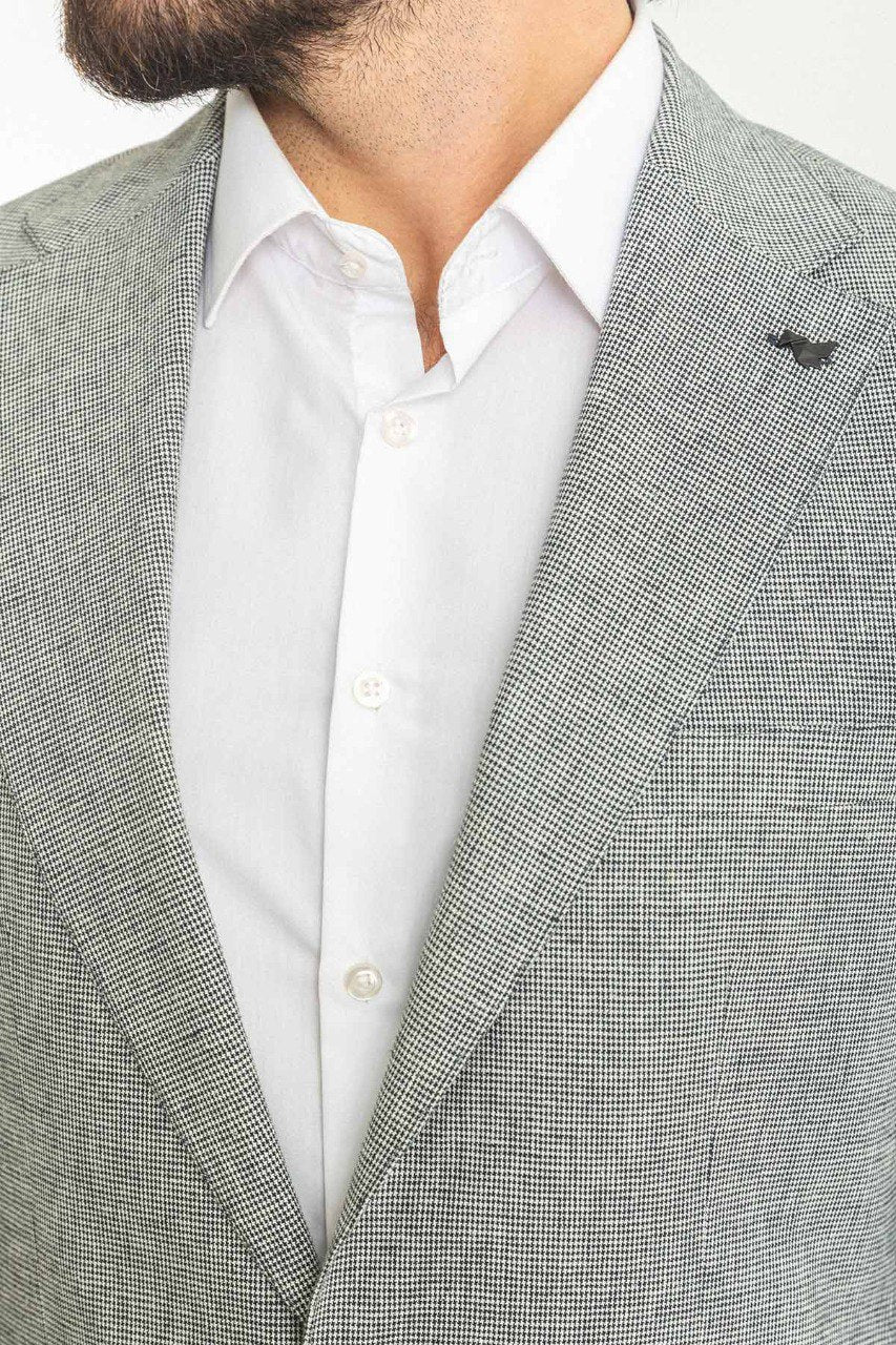 HolloMen gray patterned blazer offering timeless sophistication and modern elegance.