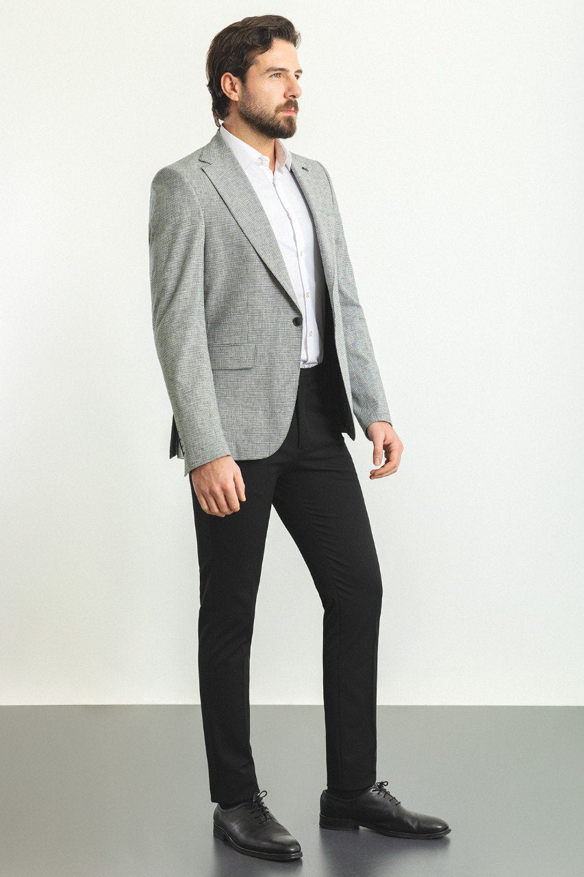 HolloMen gray patterned blazer offering timeless sophistication and modern elegance.