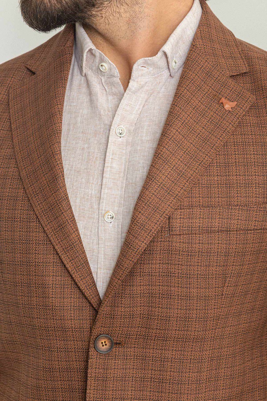 HolloMen brown patterned blazer, blending classic charm with modern sophistication