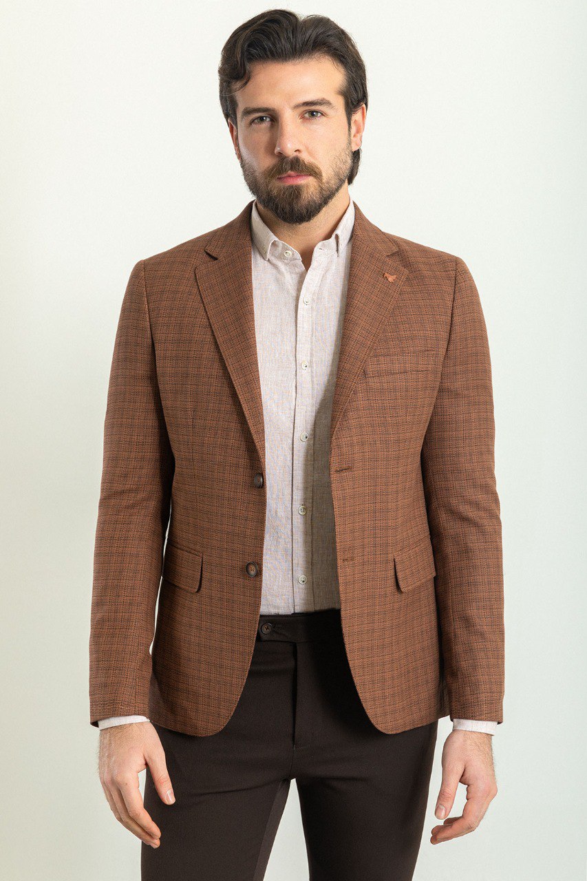 HolloMen brown patterned blazer, blending classic charm with modern sophistication