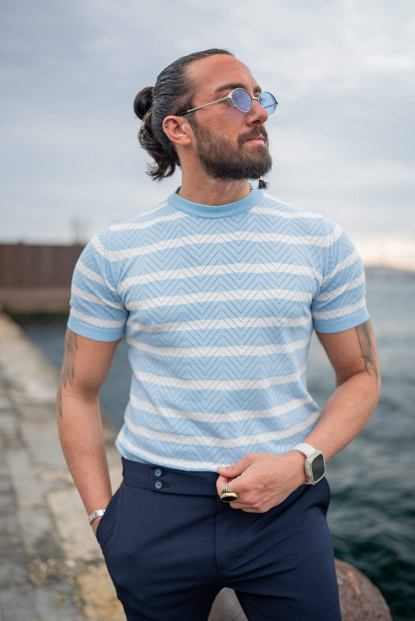 Blue Striped Niger Crewneck