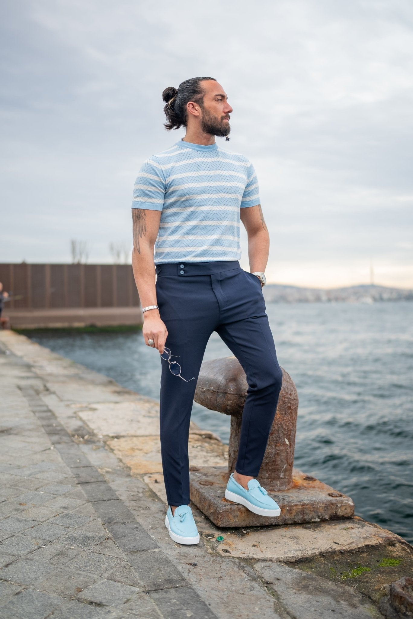 A Blue Striped Niger Crewneck from Hollomen