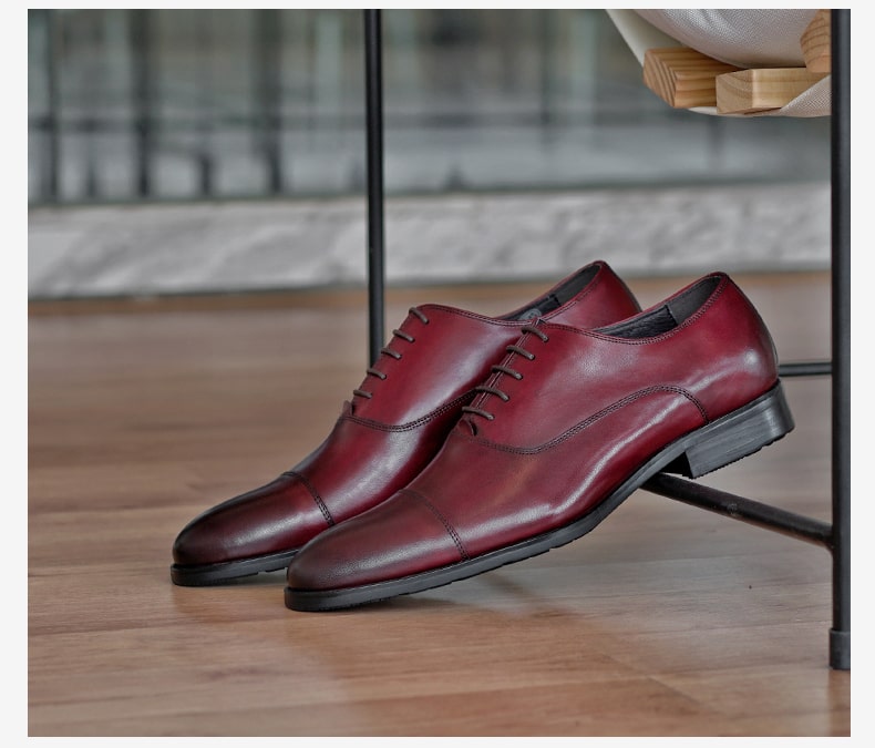 Burgundy Leather Oxford Shoes