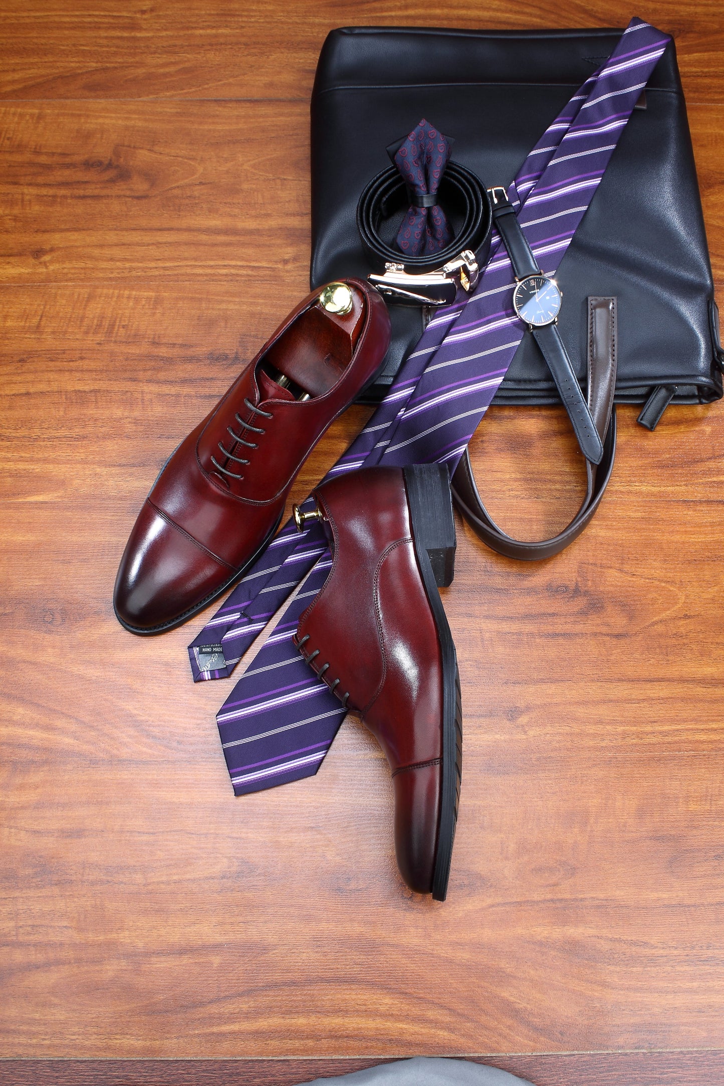 Burgundy Leather Oxford Shoes