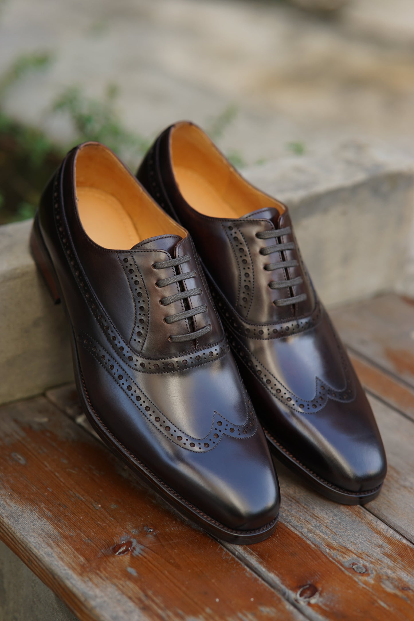 Handmade Burgundy Leather Brogues Oxford Shoes