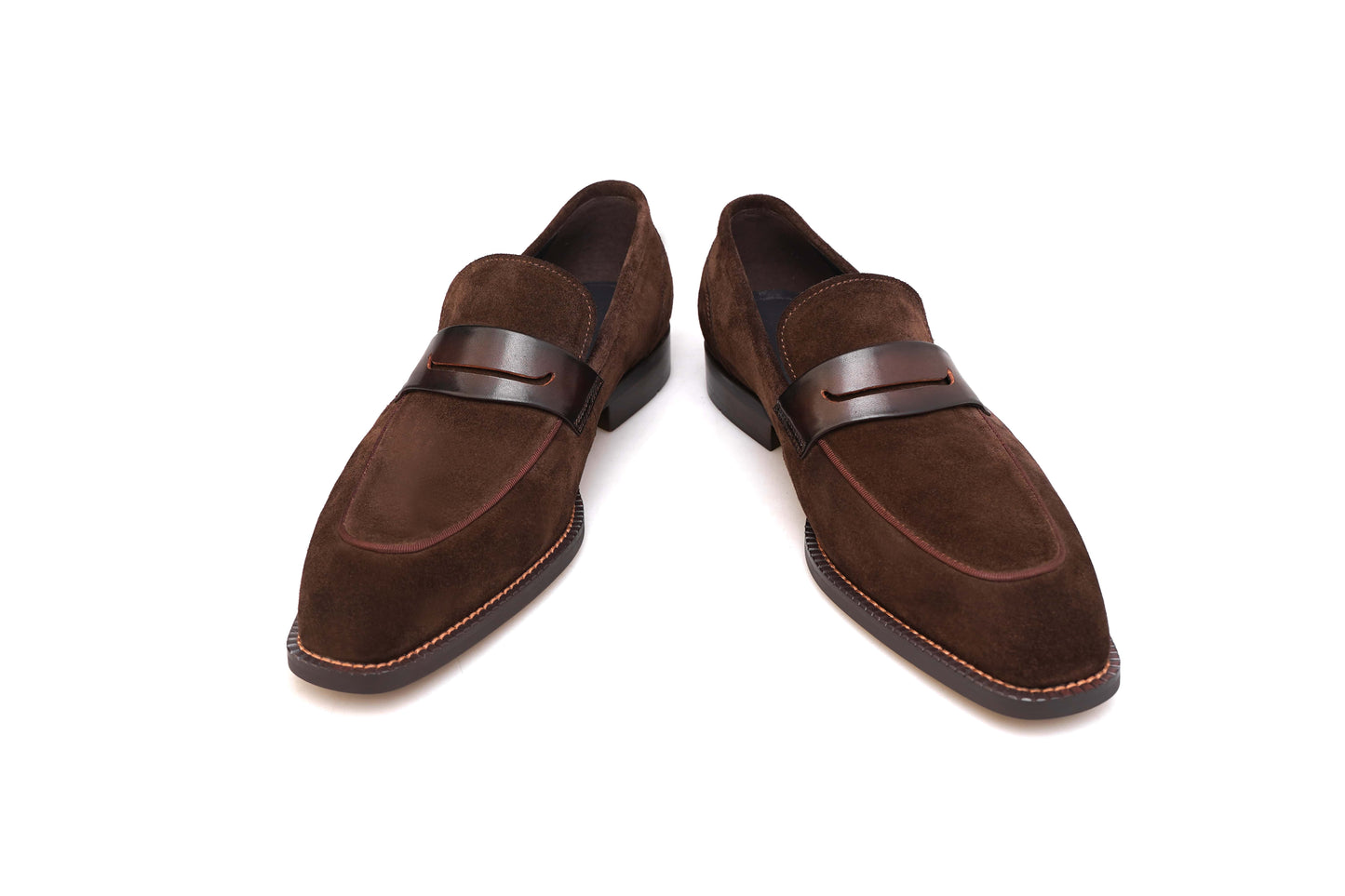 Brown Suede Penny Loafers