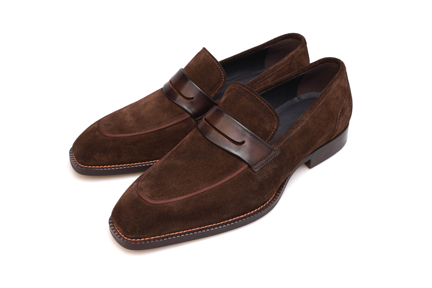 Brown Suede Penny Loafers