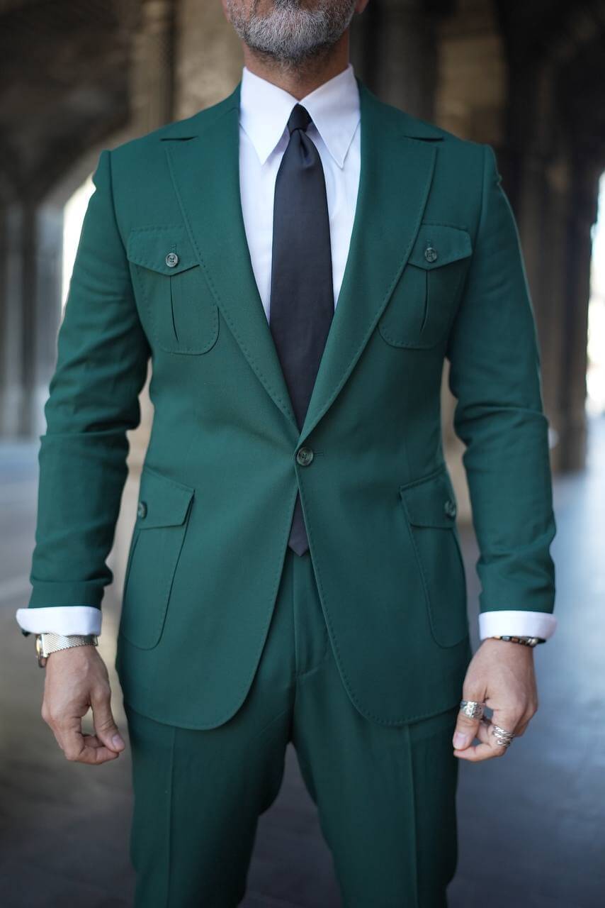 A Emerald Green Utility Suit on Display.