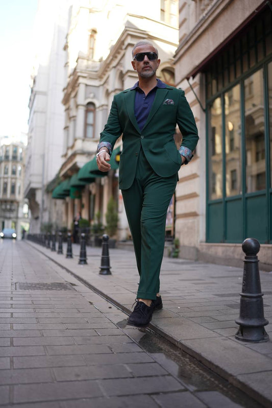 A Green Classic 2-Piece Suit on Display. 