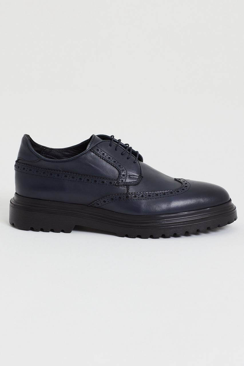 Navy Blue Leather Shoes