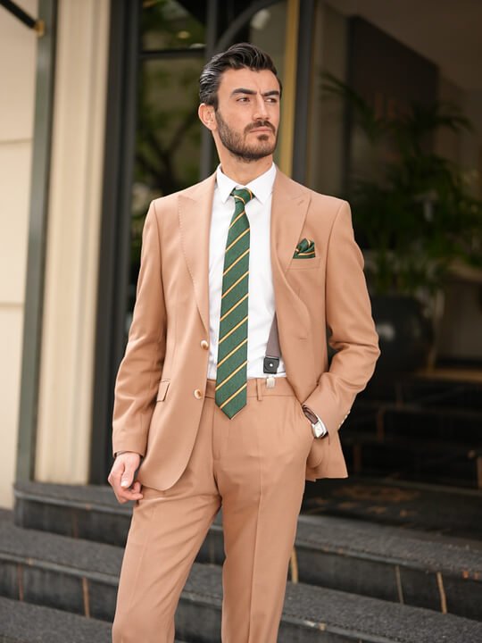 Terno italiano HolloMen "Capri" Slim Fit Tan