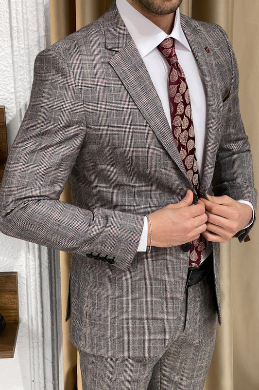 Traje Kansas Plaid Gris