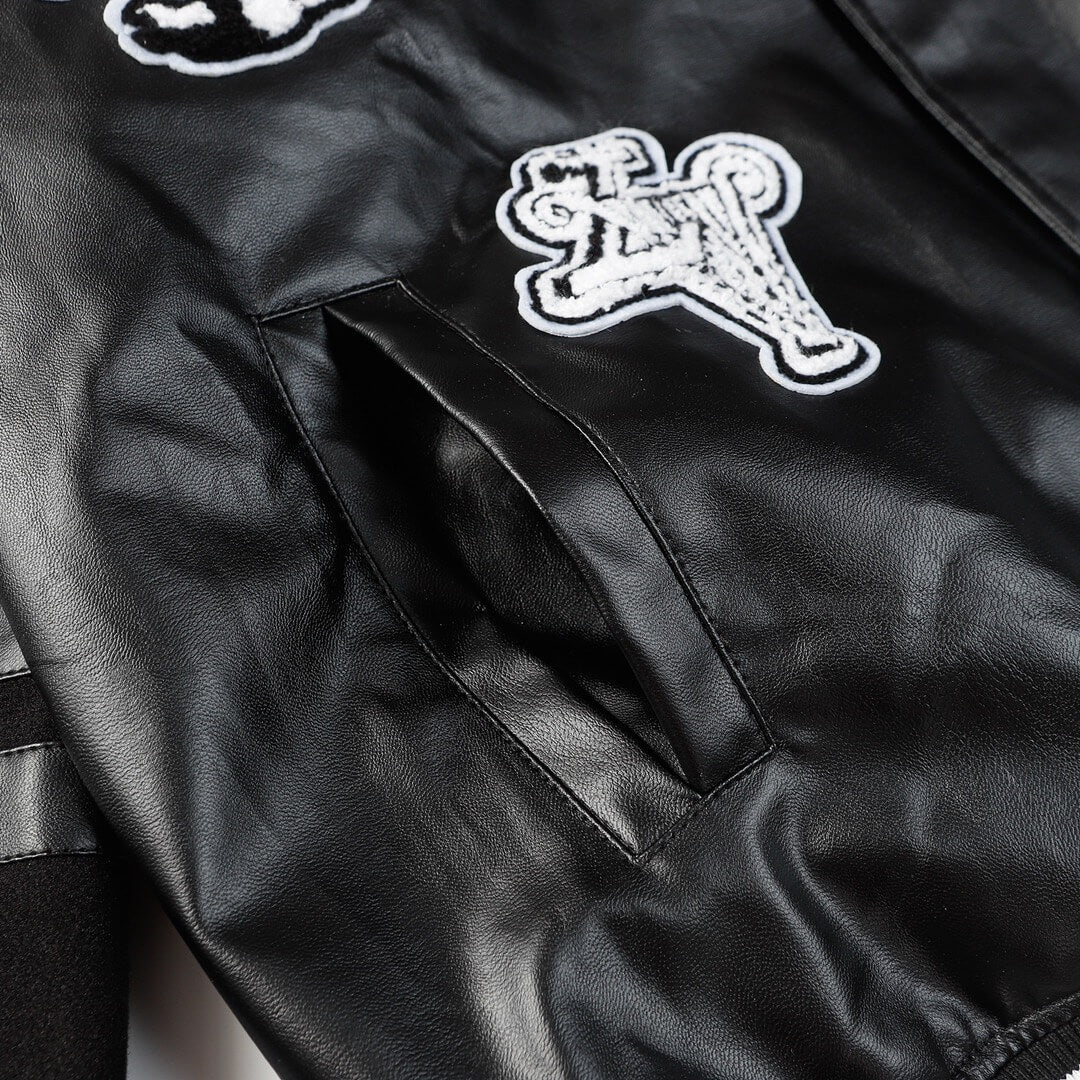 Louis Vuitton Black Leather Varsity Jacket