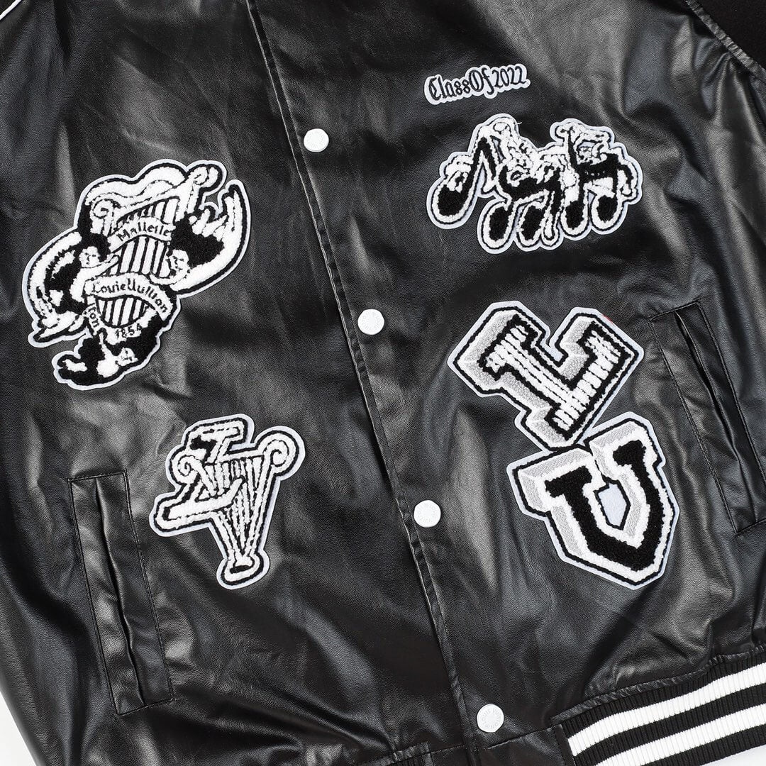 Louis Vuitton Black Leather Varsity Jacket