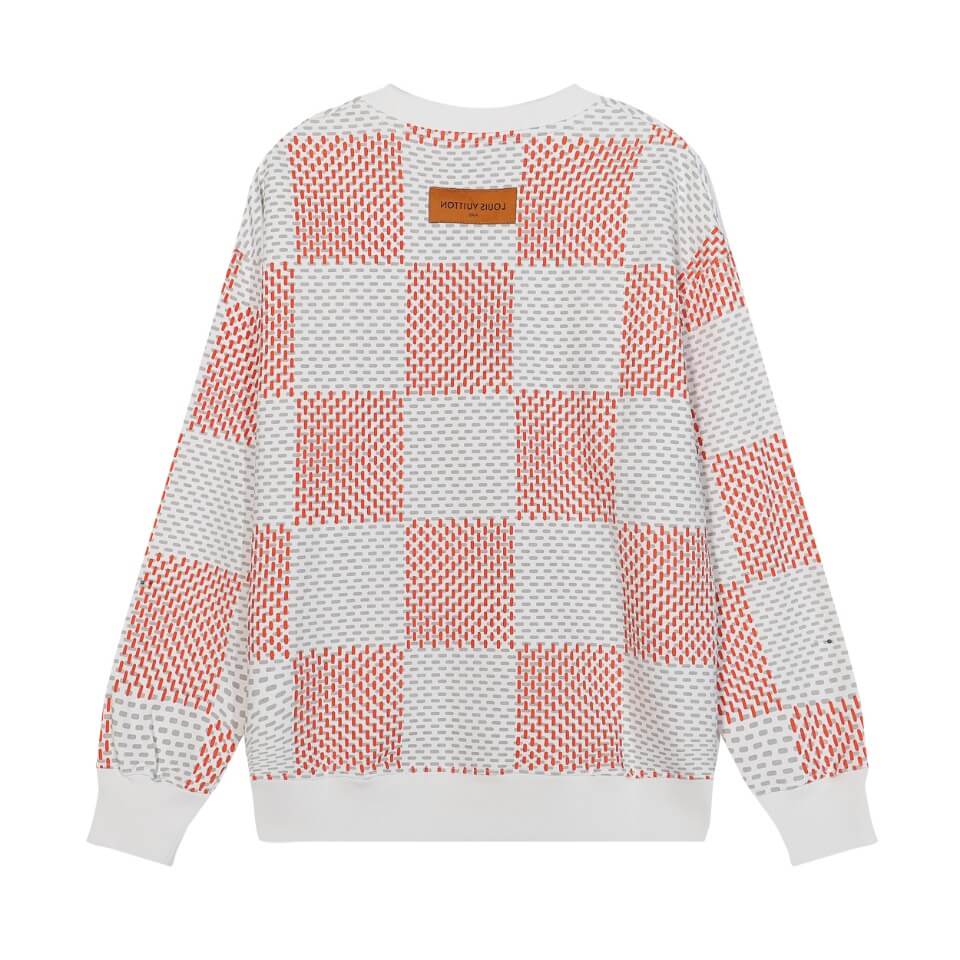 Louis Vuitton Red White Damier Jacquard Cotton Sweatshirt