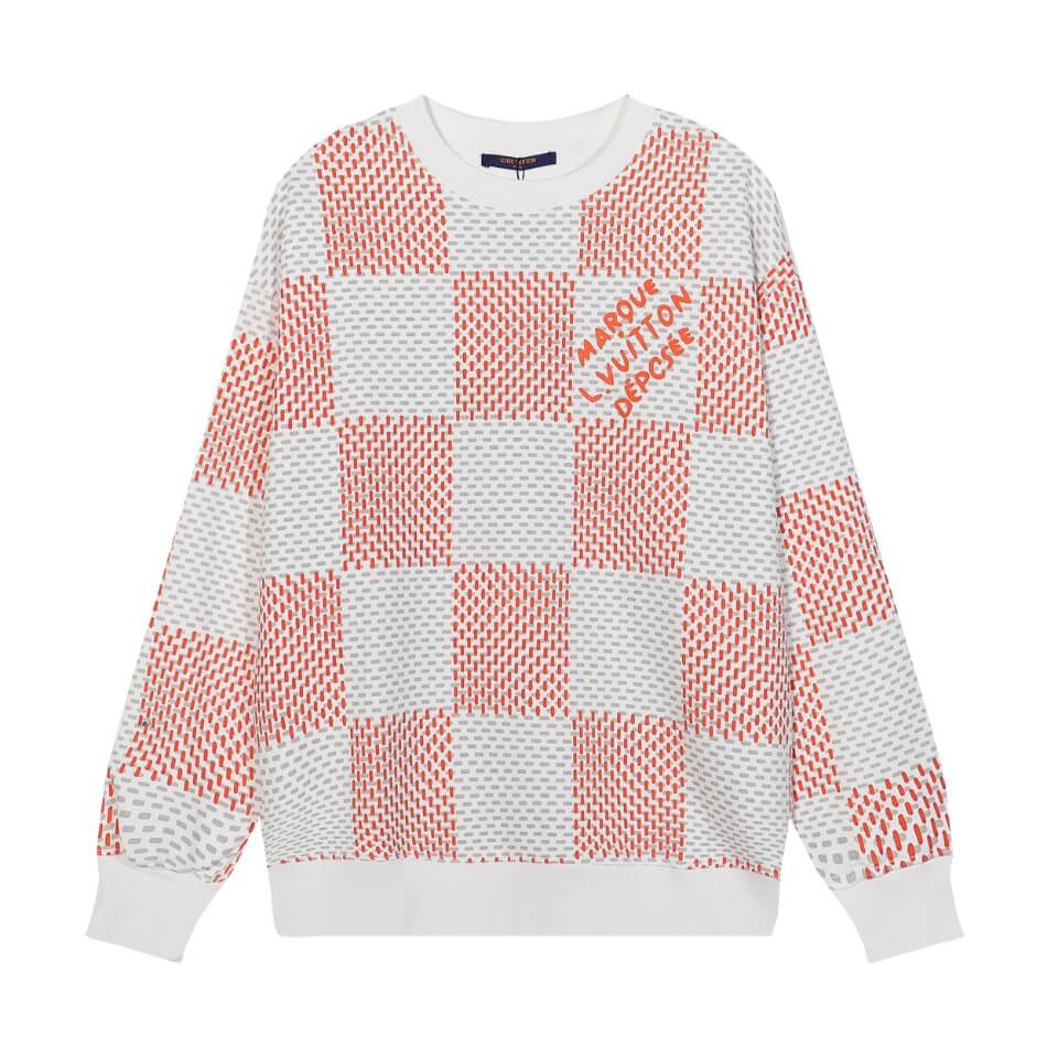 Louis Vuitton Red White Damier Jacquard Cotton Sweatshirt