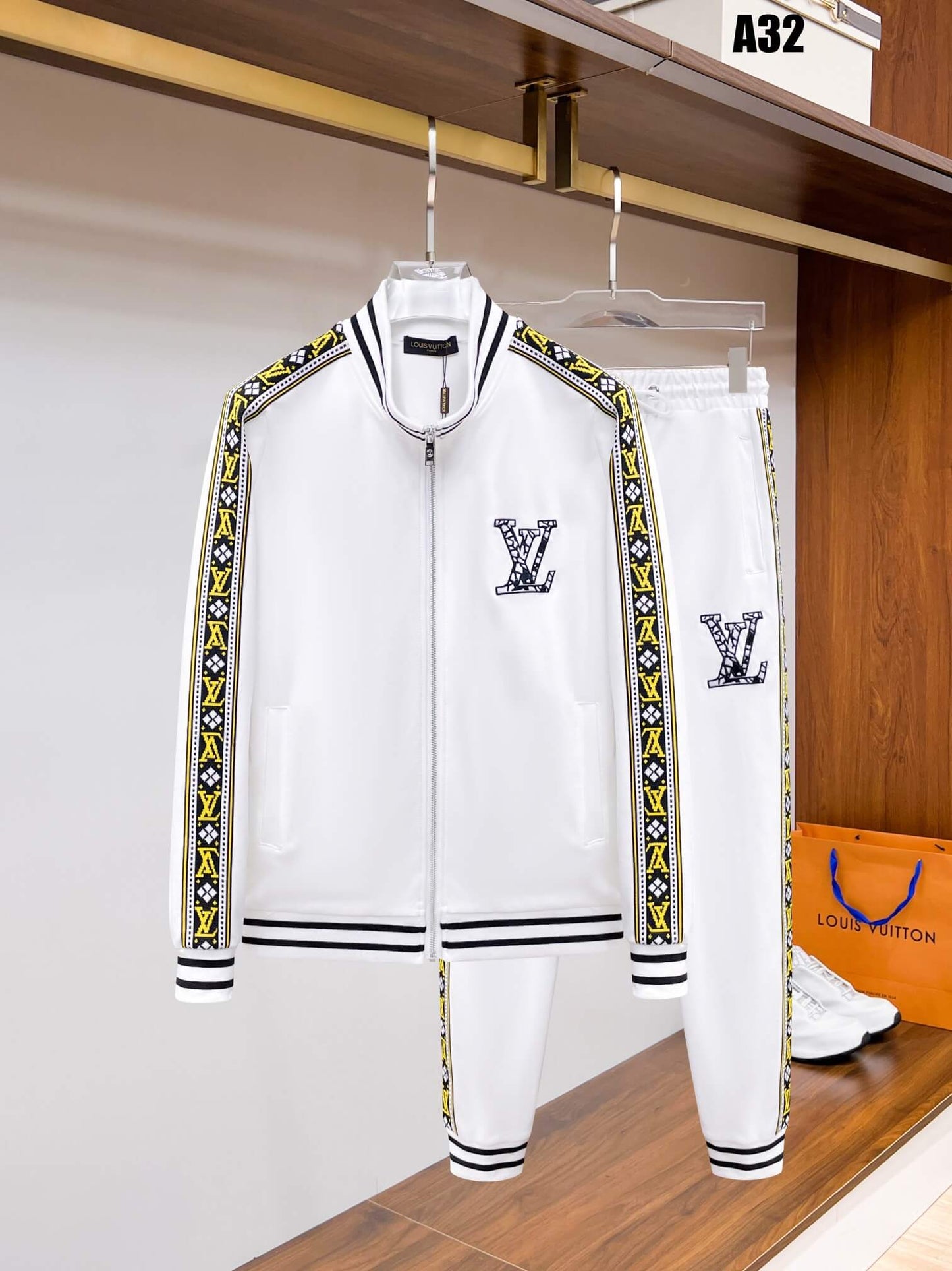 Louis Vuitton Fair Isle Stripe White Tracksuit