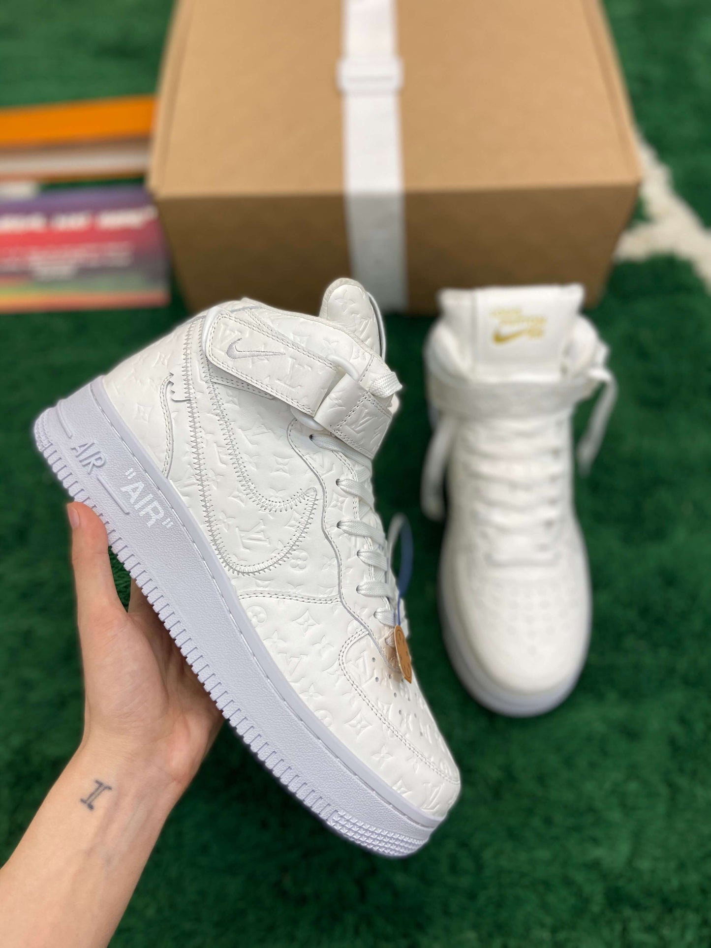 Louis Vuitton Nike Airforce 1 Mid White Sneaker