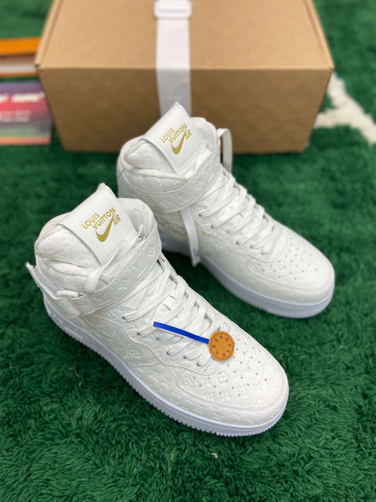 Louis Vuitton Nike Airforce 1 Mid White Sneaker