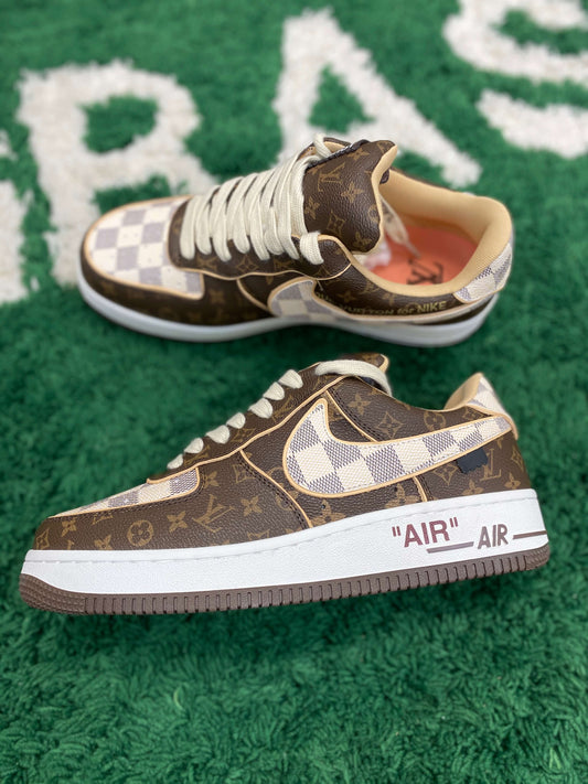 Louis Vuitton x Nike 'Air Force 1' Low Monogram Brown Damier Azur Sneaker