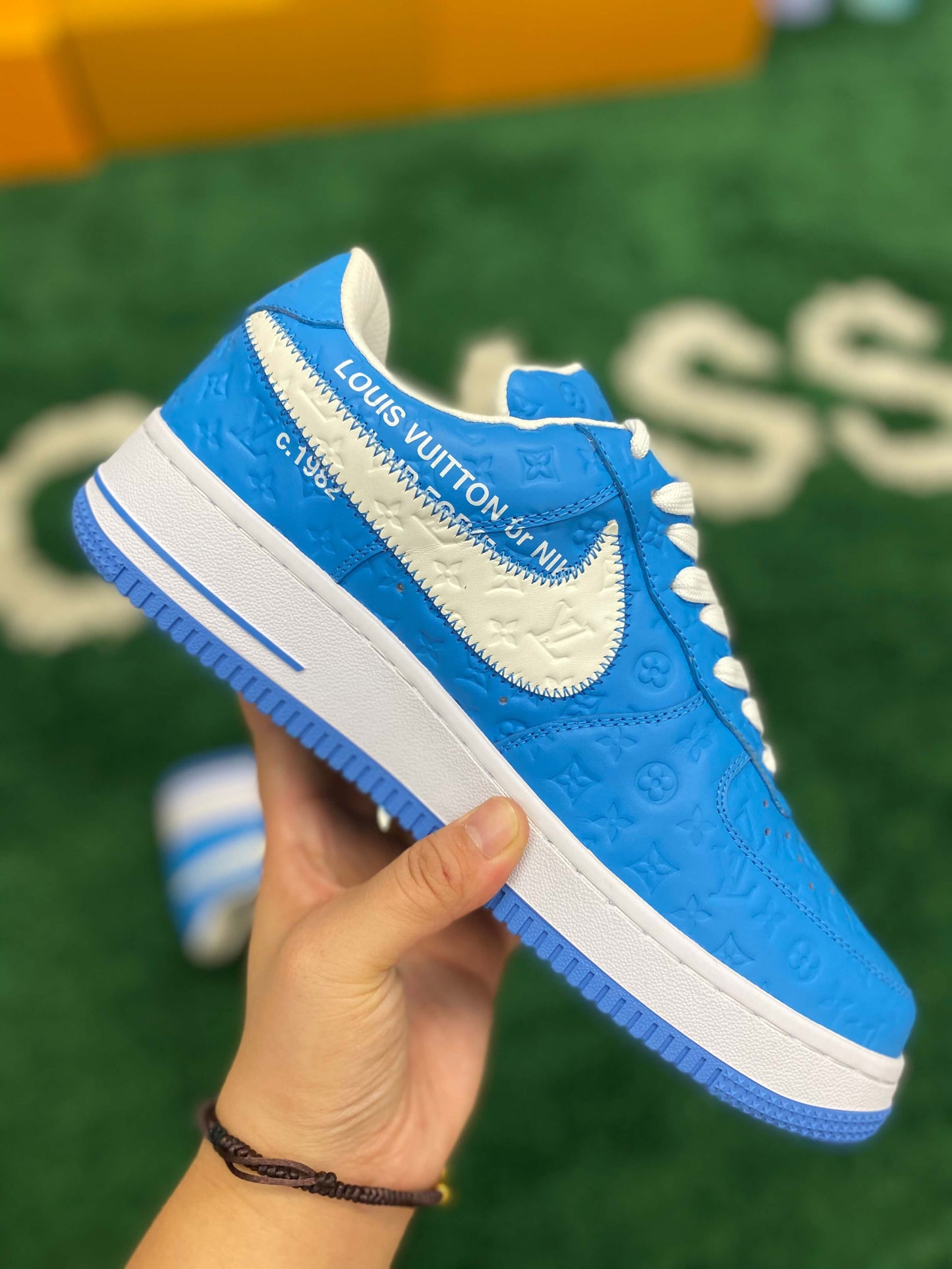 Louis Vuitton And Nike "Air Force 1" Low Blue Sneaker