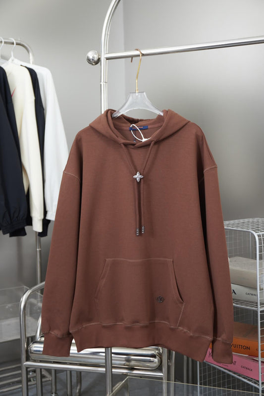 Louis Vuitton Brown Embellished Cotton Hoodie