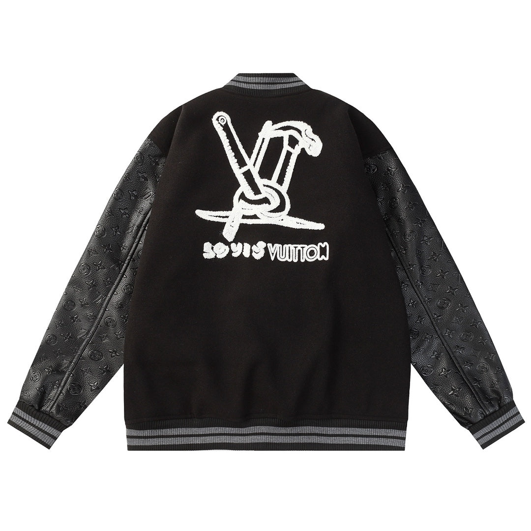 Louis Vuitton Black Embroidered Sleeve Varsity Jacket