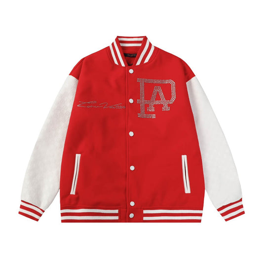 Louis Vuitton Mix Leather Red White Varsity Blouson Jacket