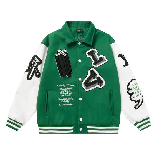 Louis Vuitton Green White Skeleton Varsity Jacket