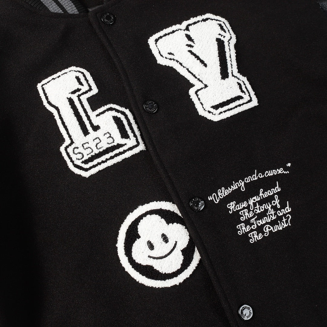 Louis Vuitton Black Embroidered Sleeve Varsity Jacket