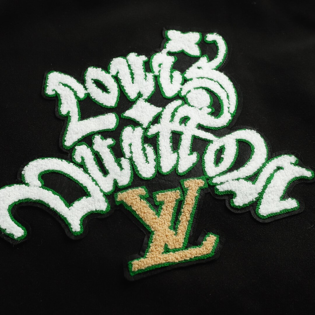 Louis Vuitton Black Green Leather Coach Varsity Jacket