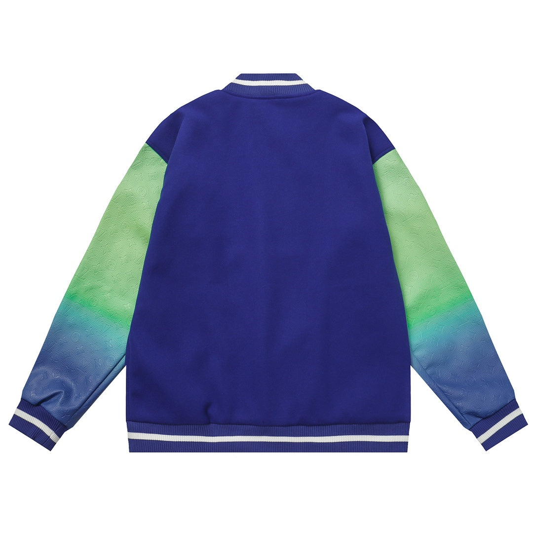 Louis Vuitton Blue Green Gradient Sleeve Varsity Jacket