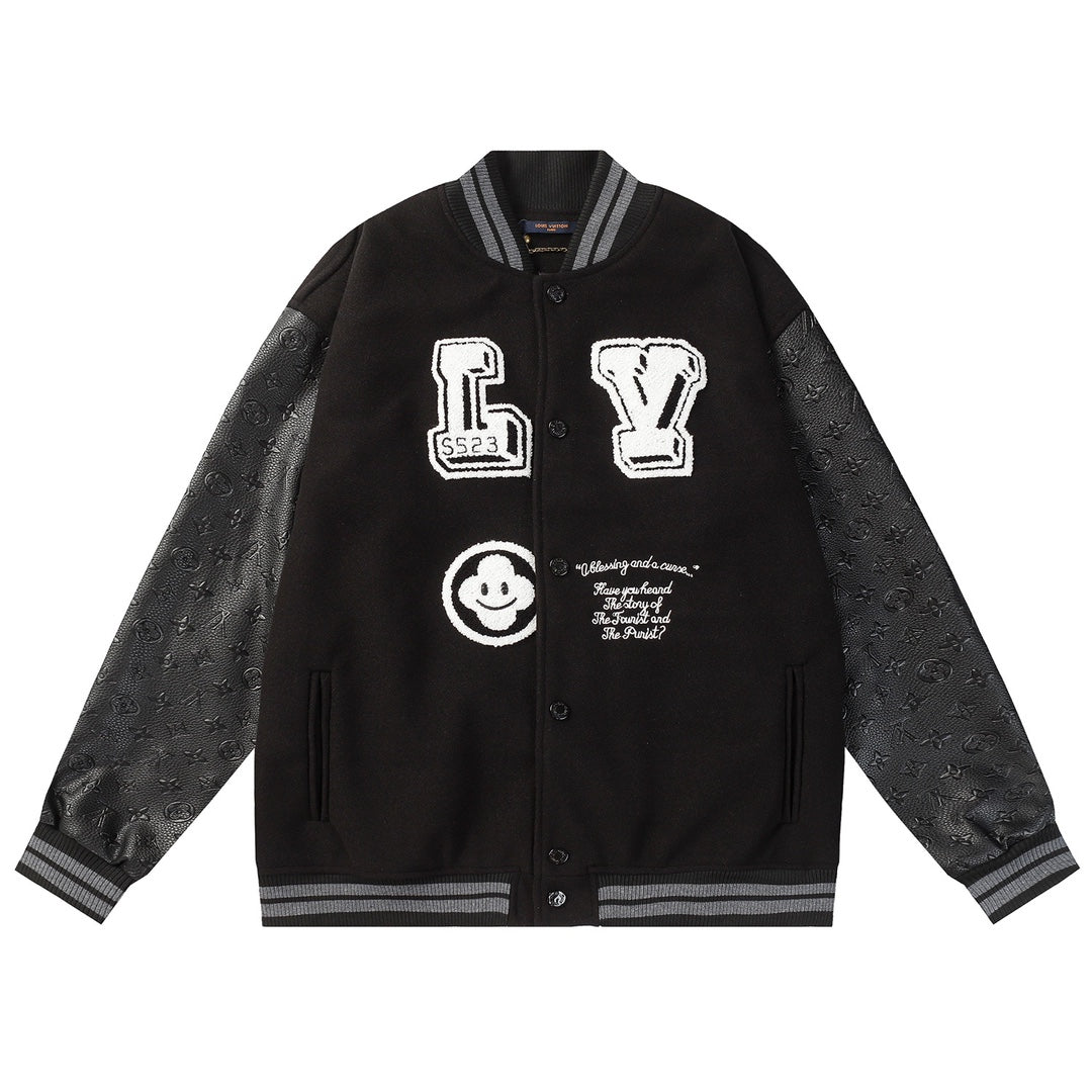 Louis Vuitton Black Embroidered Sleeve Varsity Jacket