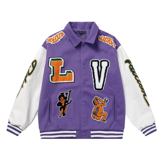 Louis Vuitton Purple White Varsity Jacket