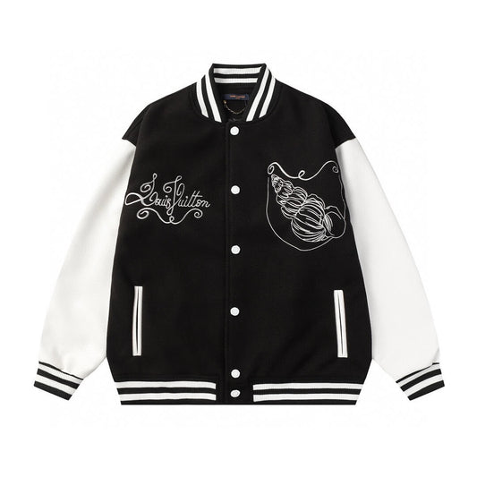 Louis Vuitton Black and White Varsity Jacket.