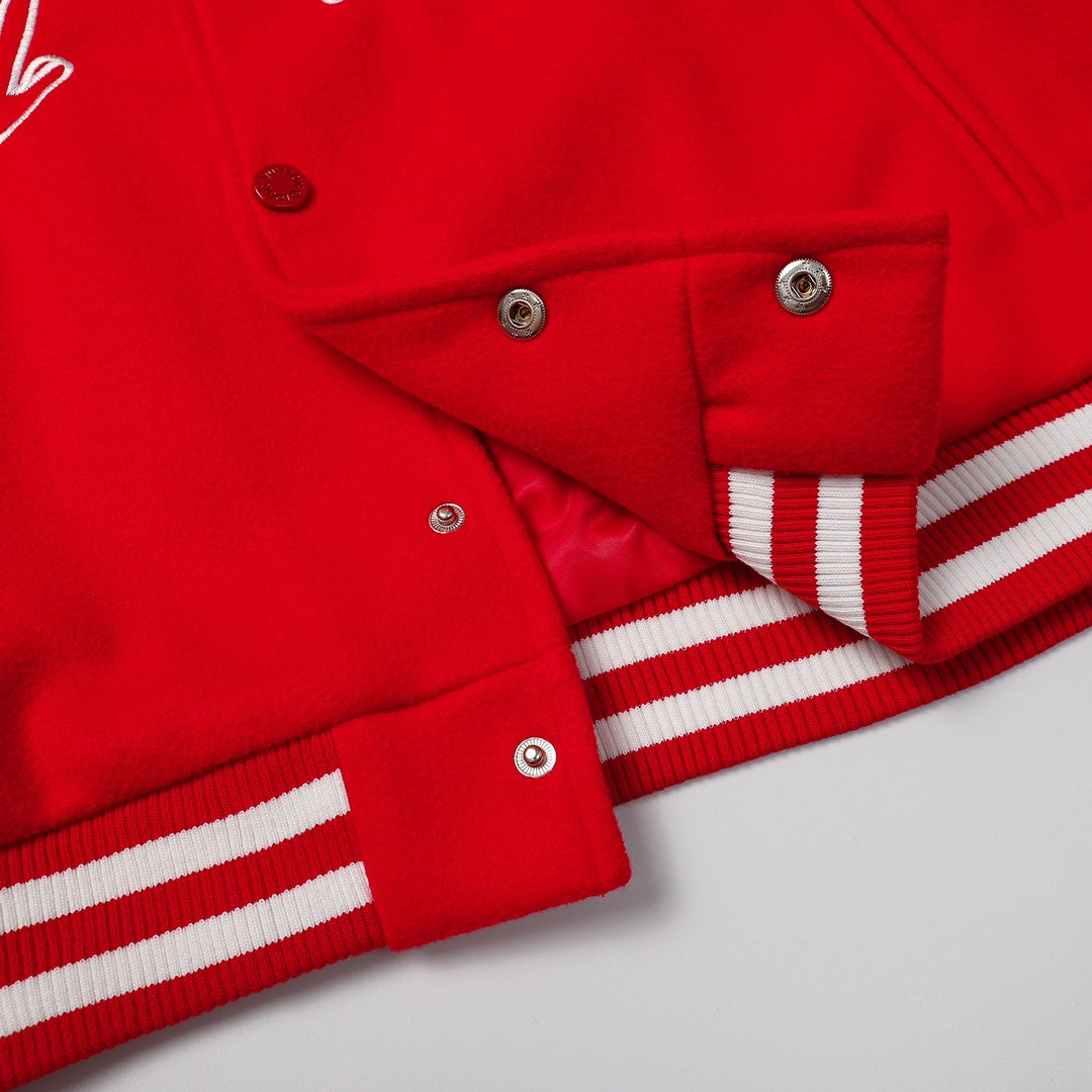 Louis Vuitton Monogram Sleeves Red White Varsity Jacket